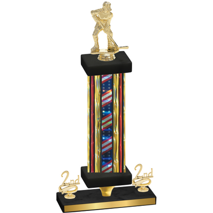 Premium Single Flag USA Second Place Hockey Trophy