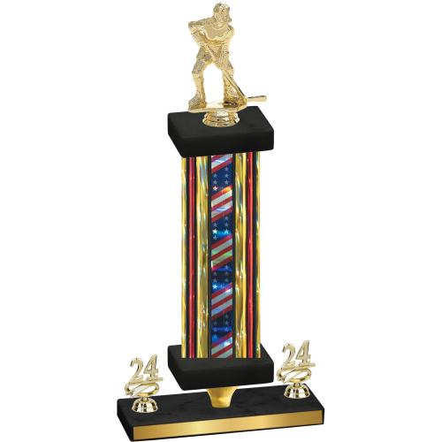Premium Single Flag USA Year Hockey Trophy