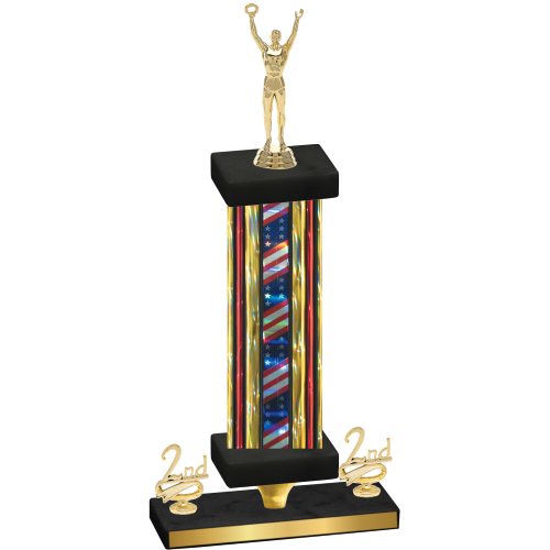 Premium Single Flag USA Second Place Victory Trophy