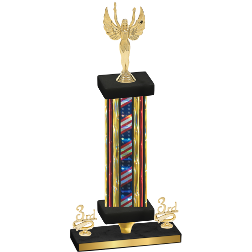 Premium Single Flag USA Third Place Victory Trophy