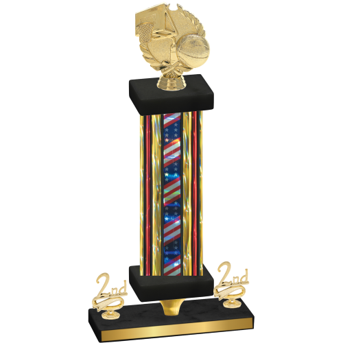 Premium Single Flag USA Second Place Basketball Trophy