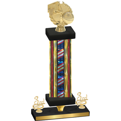 Premium Single Flag USA Third Place Basketball Trophy