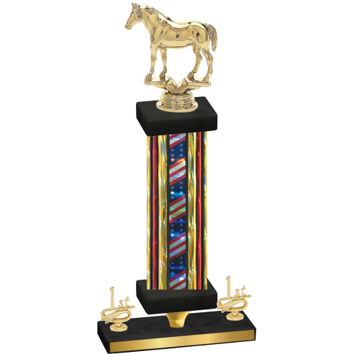 Premium Single Flag USA First Place Horses Trophy