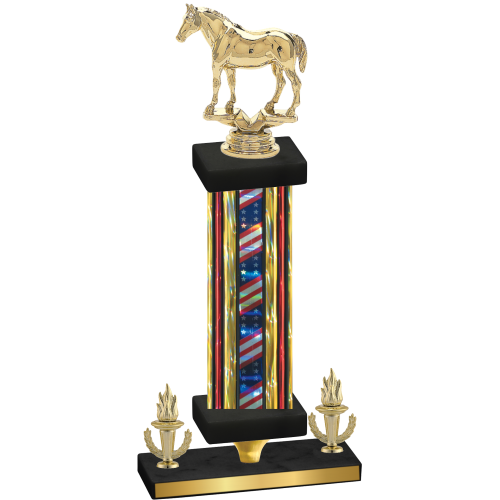 Premium Single Flag USA Victory Horses Trophy