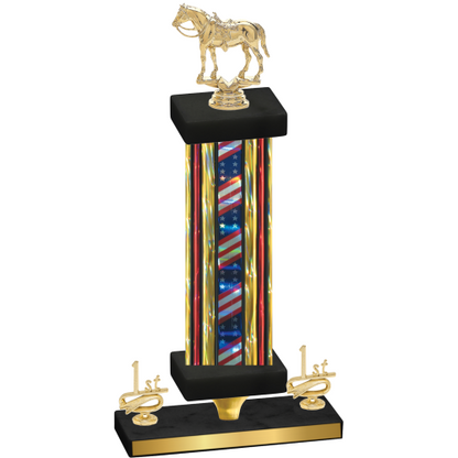 Premium Single Flag USA First Place Horses Trophy