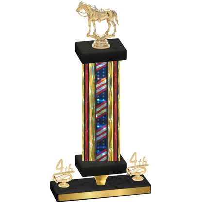 Premium Single Flag USA Fourth Place Horses Trophy