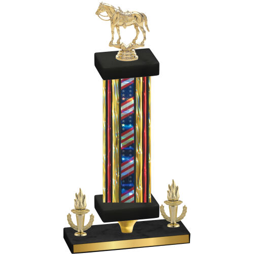 Premium Single Flag USA Victory Horses Trophy
