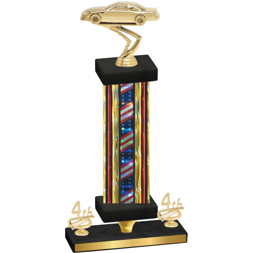 Premium Single Flag USA Fourth Place Cars Trophy