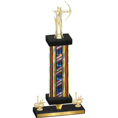 Premium Single Flag USA First Place Archery Trophy