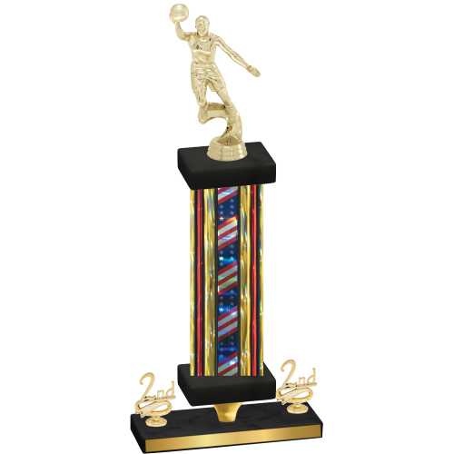 Premium Single Flag USA Second Place Basketball Trophy
