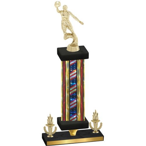 Premium Single Flag USA Victory Basketball Trophy