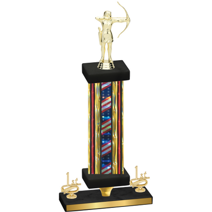 Premium Single Flag USA First Place Archery Trophy