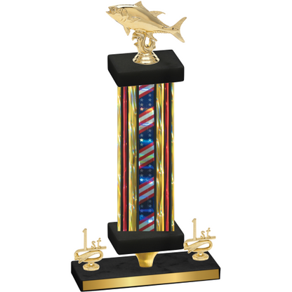 Premium Single Flag USA First Place Fishing Trophy