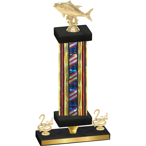 Premium Single Flag USA Second Place Fishing Trophy