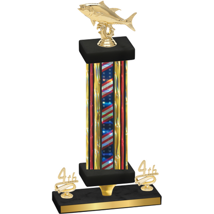 Premium Single Flag USA Fourth Place Fishing Trophy