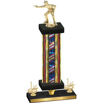 Premium Single Flag USA First Place Shooter Trophy