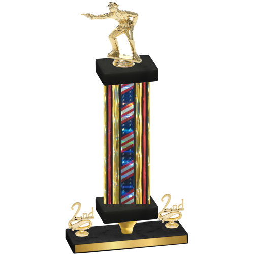 Premium Single Flag USA Second Place Shooter Trophy