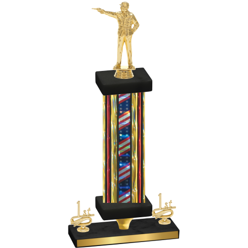 Premium Single Flag USA First Place Shooter Trophy