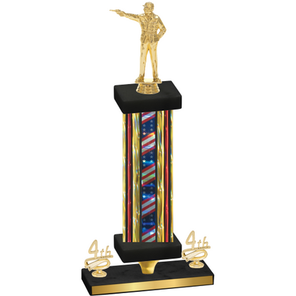 Premium Single Flag USA Fourth Place Shooter Trophy