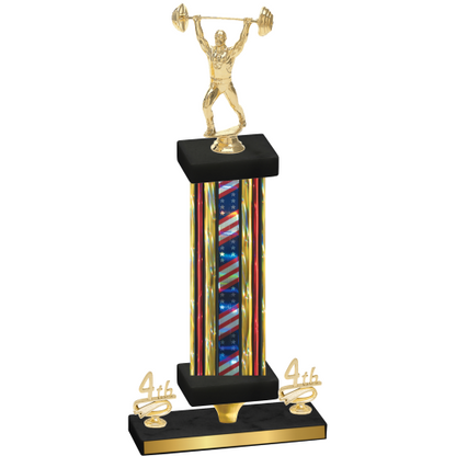 Premium Single Flag USA Fourth Place Weights Trophy
