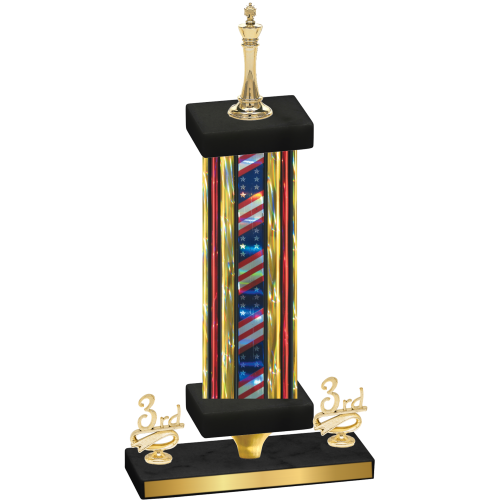 Premium Single Flag USA Third Place Chess Trophy