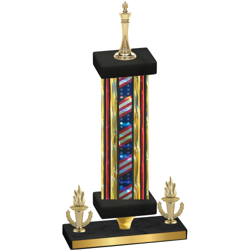 Premium Single Flag USA Victory Chess Trophy