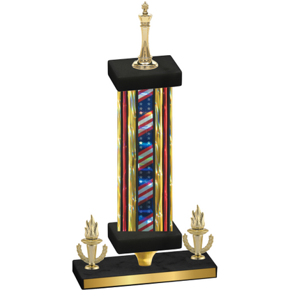 Premium Single Flag USA Victory Chess Trophy