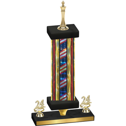 Premium Single Flag USA Year Chess Trophy