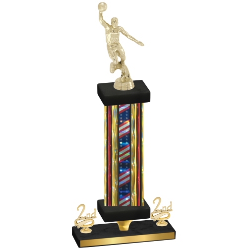 Premium Single Flag USA Second Place Basketball Trophy