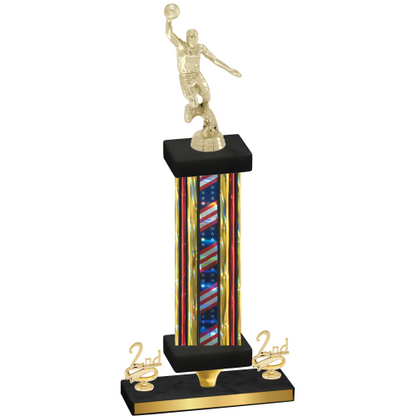 Premium Single Flag USA Second Place Basketball Trophy