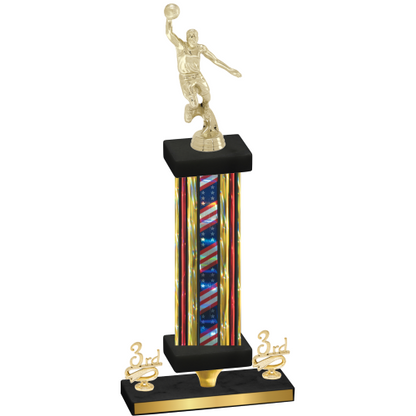 Premium Single Flag USA Third Place Basketball Trophy