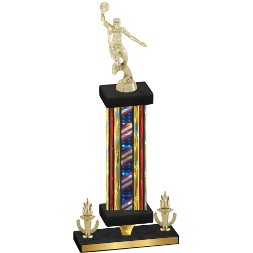 Premium Single Flag USA Victory Basketball Trophy