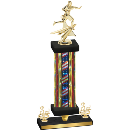 Premium Single Flag USA Third Place Flag Football Trophy