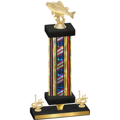 Premium Single Flag USA First Place Fishing Trophy
