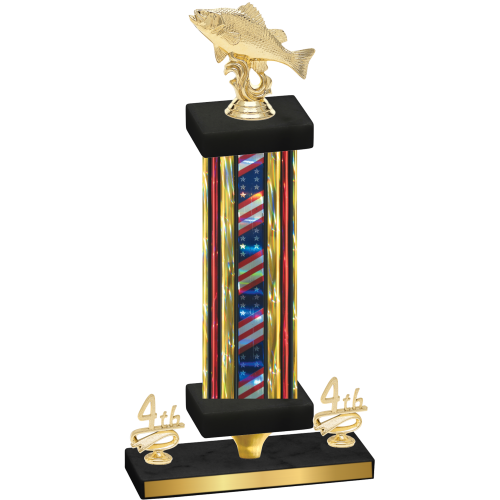 Premium Single Flag USA Fourth Place Fishing Trophy
