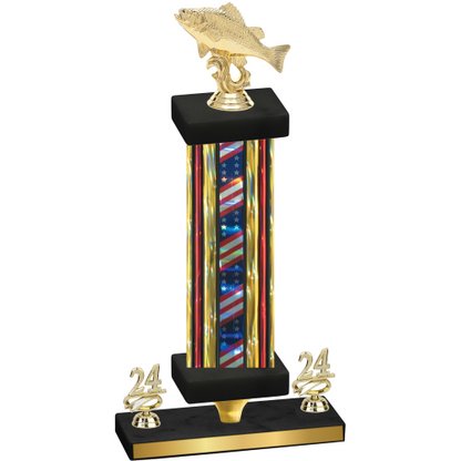 Premium Single Flag USA Year Fishing Trophy