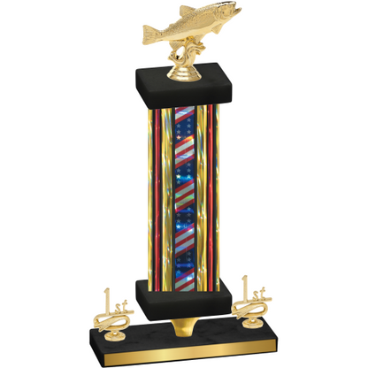 Premium Single Flag USA First Place Fishing Trophy