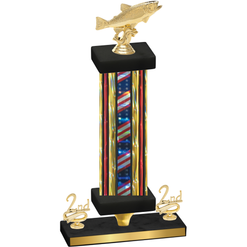 Premium Single Flag USA Second Place Fishing Trophy