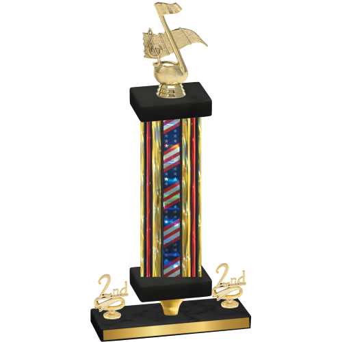 Premium Single Flag USA Second Place Music Trophy