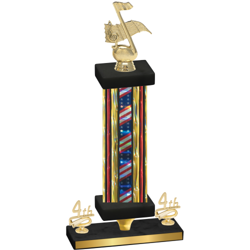 Premium Single Flag USA Fourth Place Music Trophy