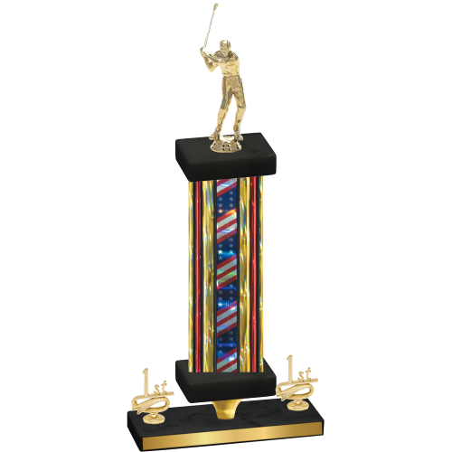 Premium Single Flag USA First Place Golf Trophy