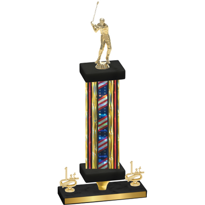 Premium Single Flag USA First Place Golf Trophy