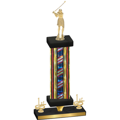 Premium Single Flag USA First Place Golf Trophy