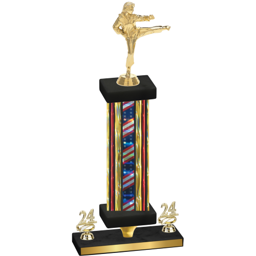 Premium Single Flag USA Year Karate Trophy
