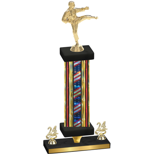 Premium Single Flag USA Year Karate Trophy
