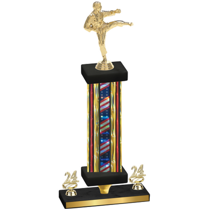 Premium Single Flag USA Year Karate Trophy