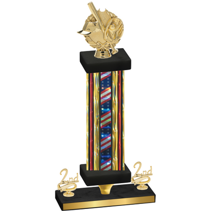 Premium Single Flag USA Second Place Baseball Trophy