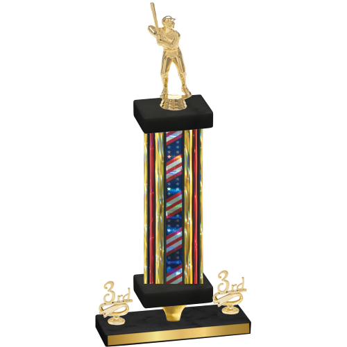 Premium Single Flag USA Third Place Baseball Trophy