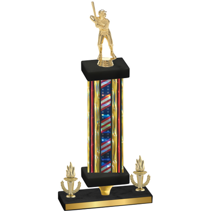 Premium Single Flag USA Victory Baseball Trophy