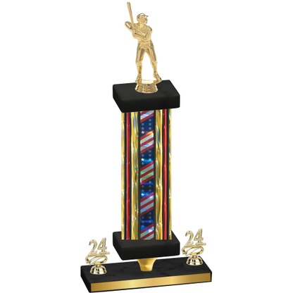 Premium Single Flag USA Year Baseball Trophy